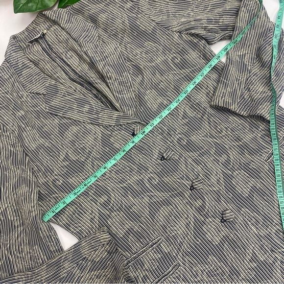 Giorgio Armani Le Collezioni Vintage Striped Blue Floral Embossed Jacket Blazer - Picture 6 of 10